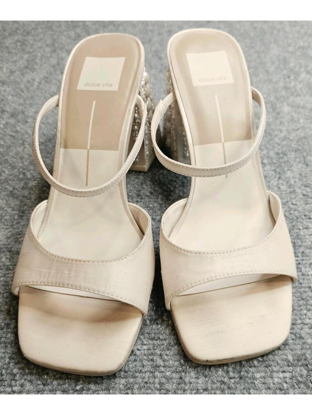 Jemmy Vanilla Pearl High Heel Slide Sandals Dolce Vita Sz 9 - Picture 3 of 9